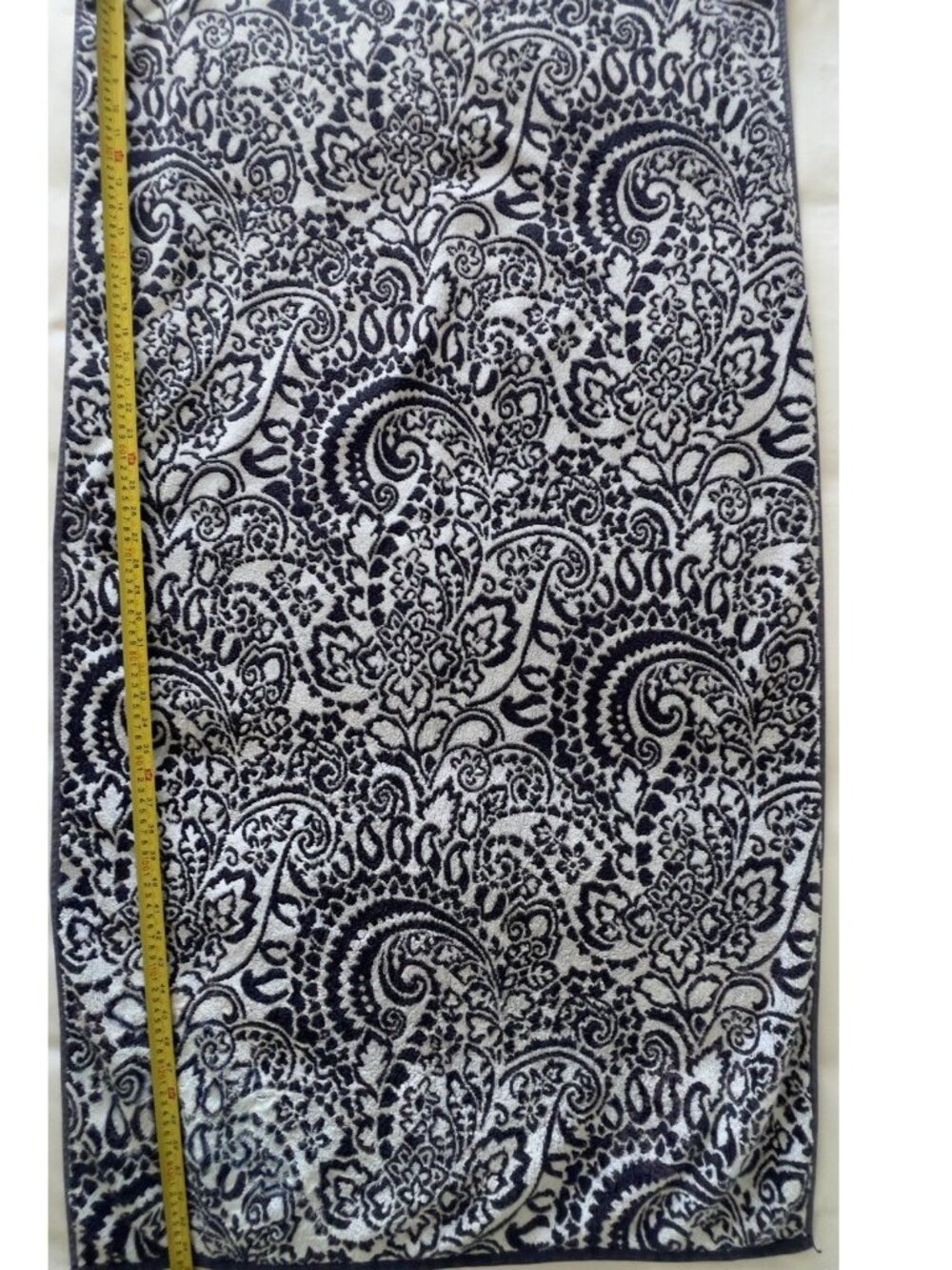 RALPH LAUREN Large Bath Towel 100% Cotton Navy Blue White Paisley 28"W x 54"L - Picture 6 of 16